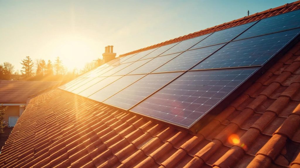 Solarpanels auf dem Dach eines Hauses